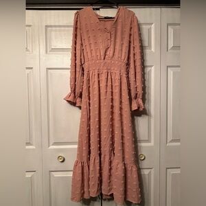 Elegant Pink Textured Women's Dress